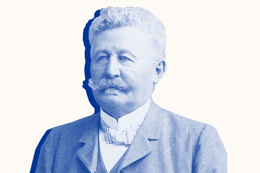 Gammalt kolorerat foto på Georges Favre-Jacot