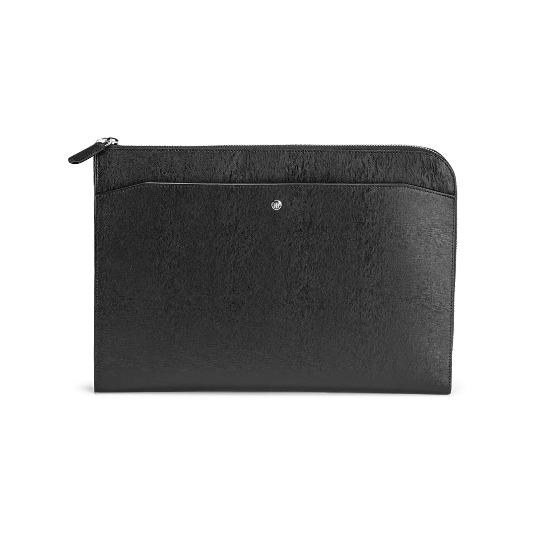 Montegrappa Signet Series Laptop Bag, Black Saffiano Leather