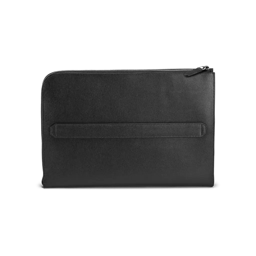 Montegrappa Signet Series Laptop Bag, Black Saffiano Leather