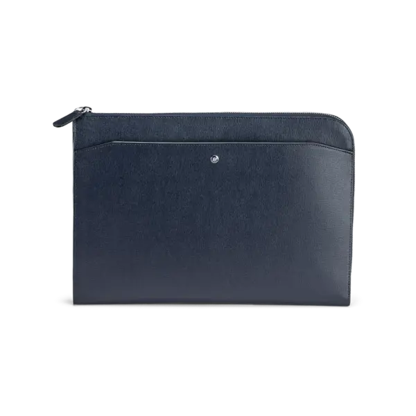 Montegrappa Signet Series Laptop Bag, Blue Saffiano Leather