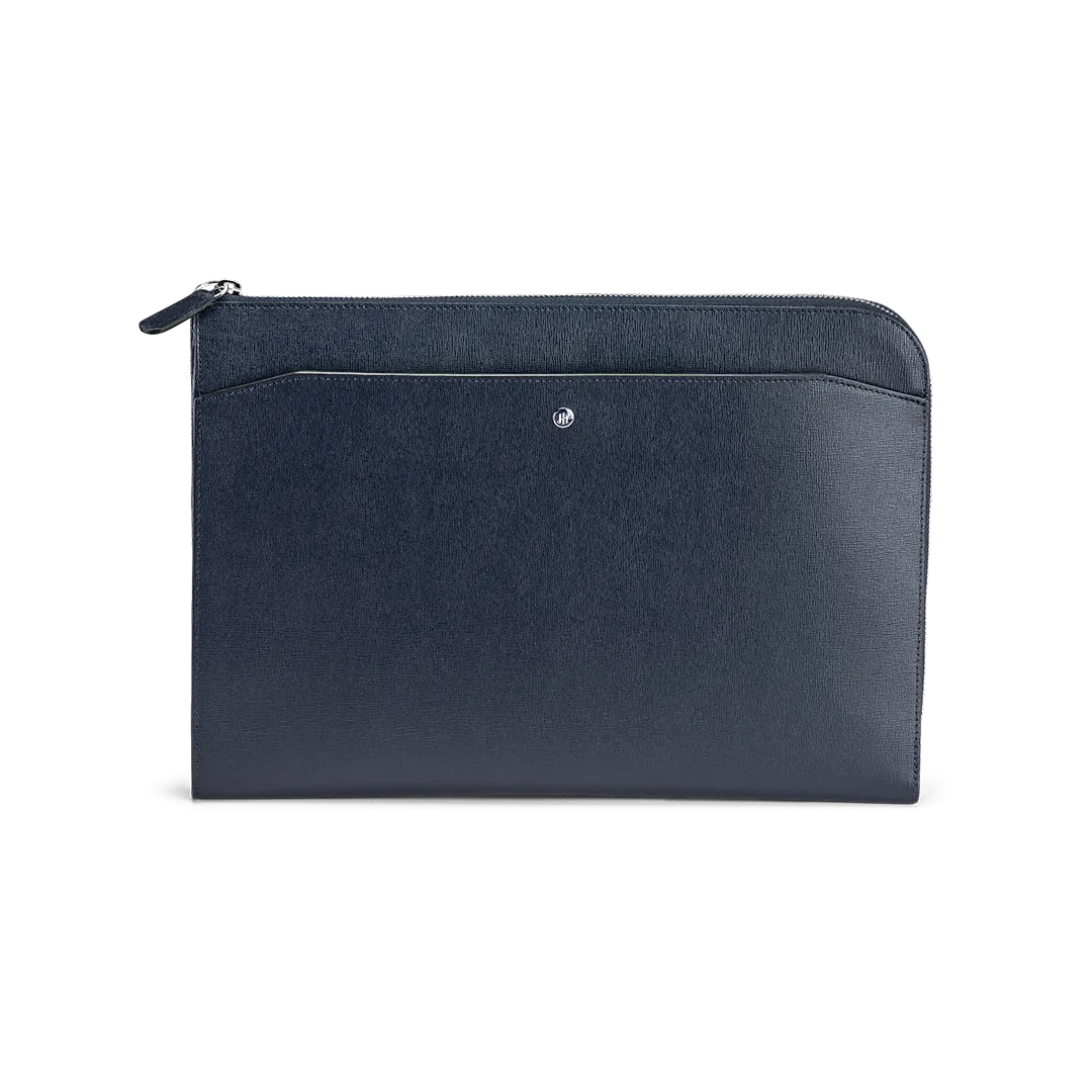 Montegrappa Signet Series Laptop Bag, Blue Saffiano Leather