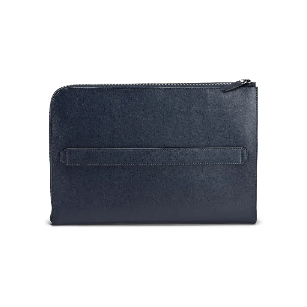 Montegrappa Signet Series Laptop Bag, Blue Saffiano Leather