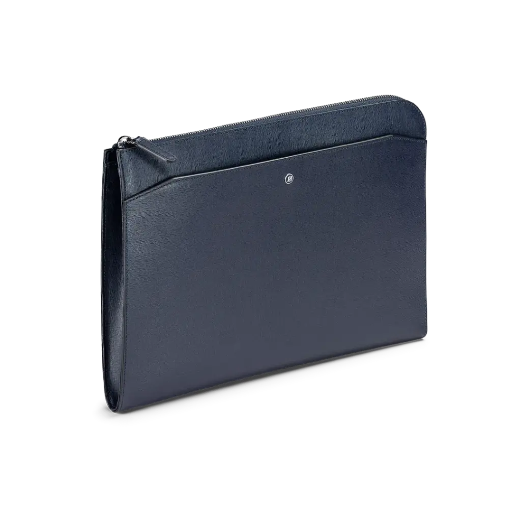 Montegrappa Signet Series Laptop Bag, Blue Saffiano Leather